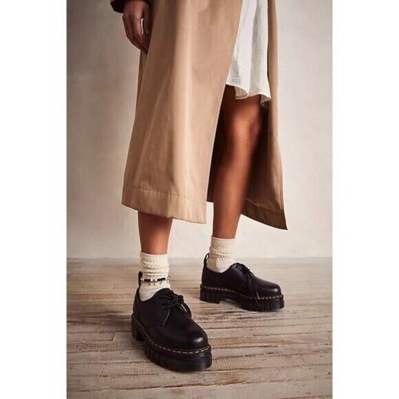 Dr. Martens Audrick 3-Eye Womens Platform Lace Up Shoe Black Nappa Lux US 10 - Picture 4 of 10